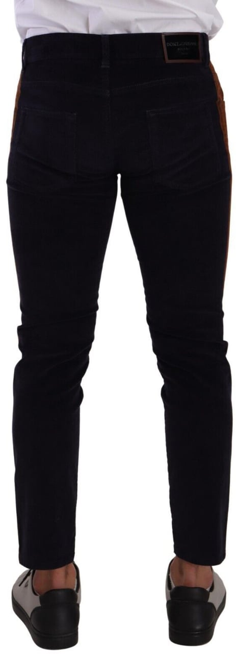 Dolce & Gabbana Blue Cotton Stretch Skinny Corduroy Jeans Blauw