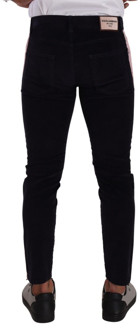Dolce & Gabbana Blue Corduroy Cotton Stretch Skinny Jeans Blauw