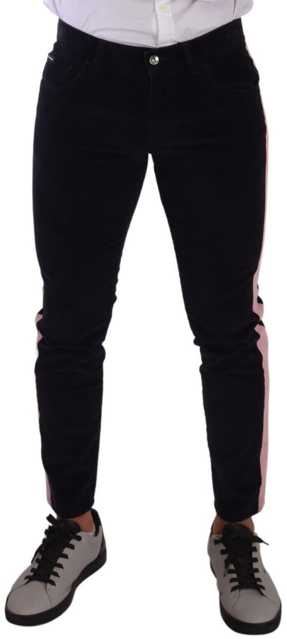 Dolce & Gabbana Blue Corduroy Cotton Stretch Skinny Jeans Blauw
