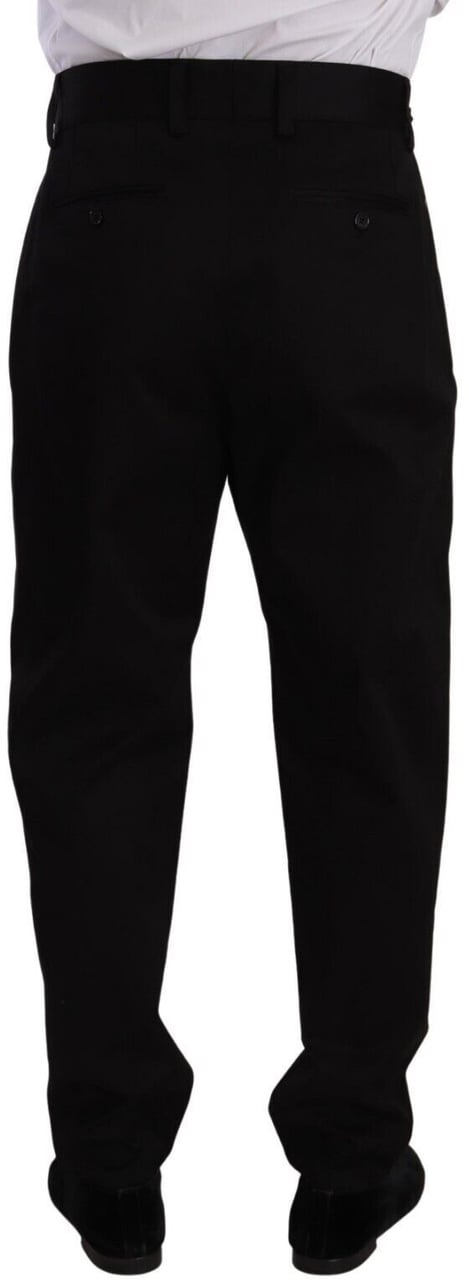 Dolce & Gabbana Black Cotton High Waist Men Trouser Dress Pants Zwart