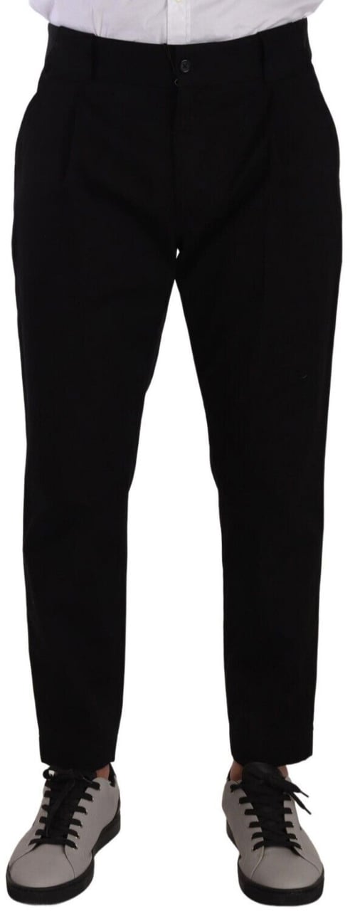 Dolce & Gabbana Black Cotton Stretch Chinos Trouser Jeans Zwart