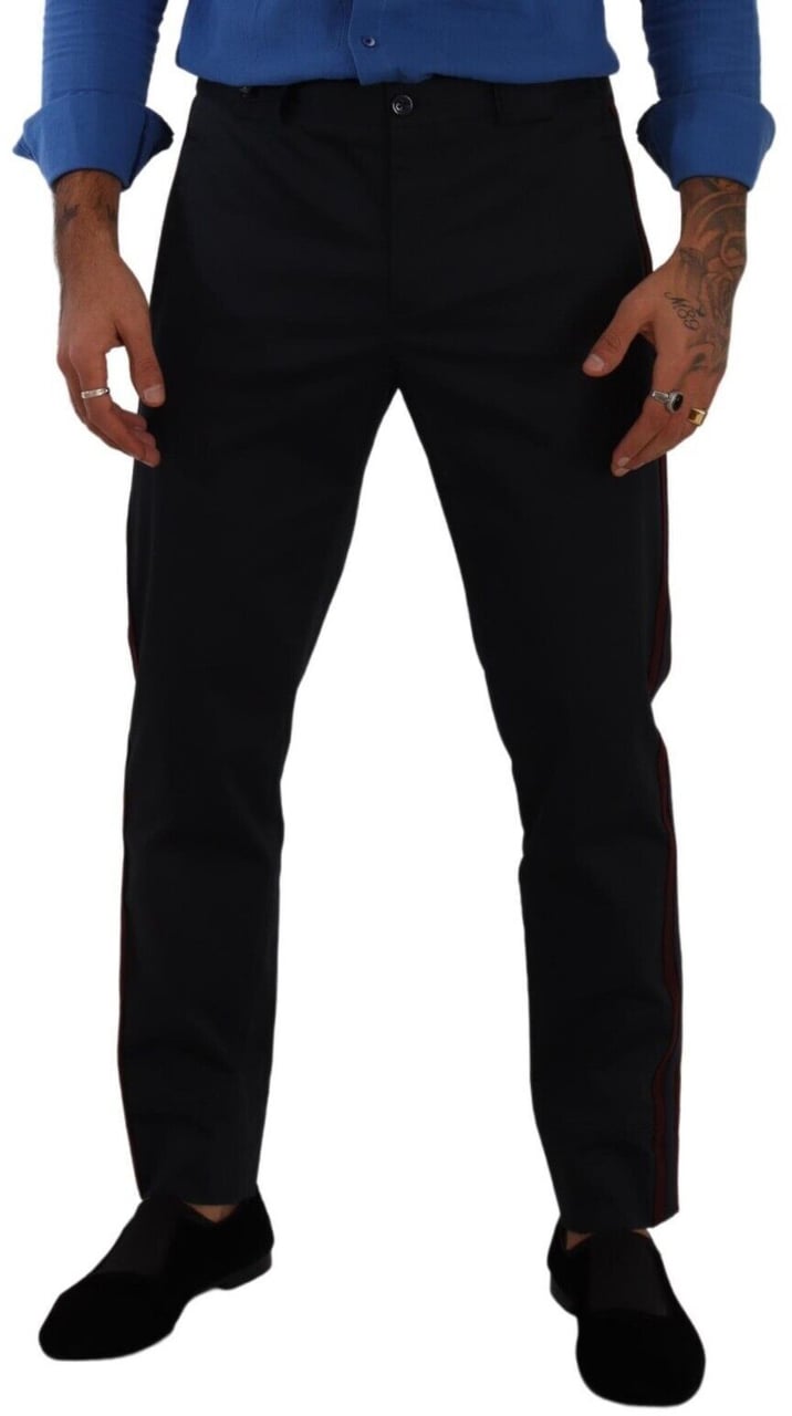 Dolce & Gabbana Blue Bordeaux Cotton Skinny Chino Pants Blauw