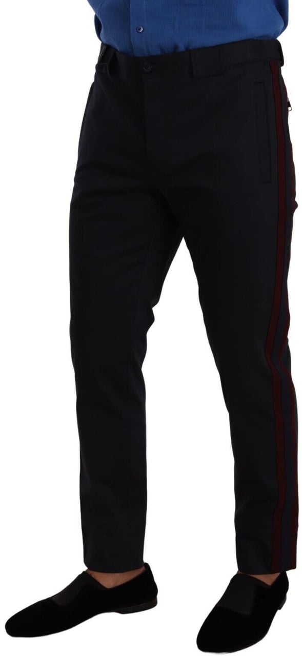 Dolce & Gabbana Blue Bordeaux Cotton Skinny Chino Pants Blauw