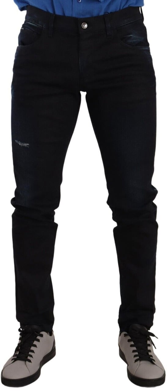 Dolce & Gabbana Blue Cotton Stretch Skinny Denim Trouser Jeans Blauw