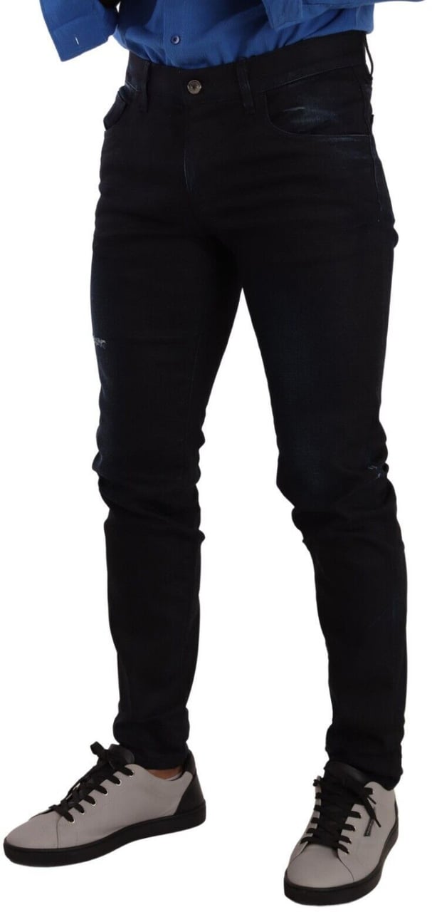 Dolce & Gabbana Blue Cotton Stretch Skinny Denim Trouser Jeans Blauw
