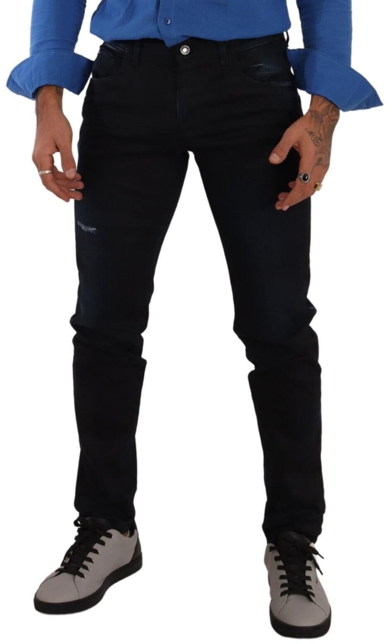 Dolce & Gabbana Blue Cotton Stretch Skinny Denim Trouser Jeans Blauw