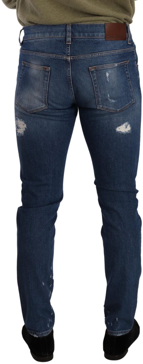 Dolce & Gabbana Blue Wash Cotton Stretch Slim Fit Denim Jeans Blauw