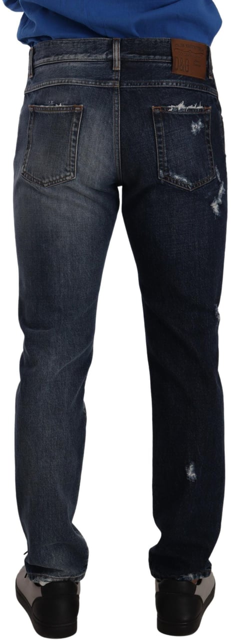 Dolce & Gabbana Blue Cotton Regular Denim Trousers Jeans Blauw