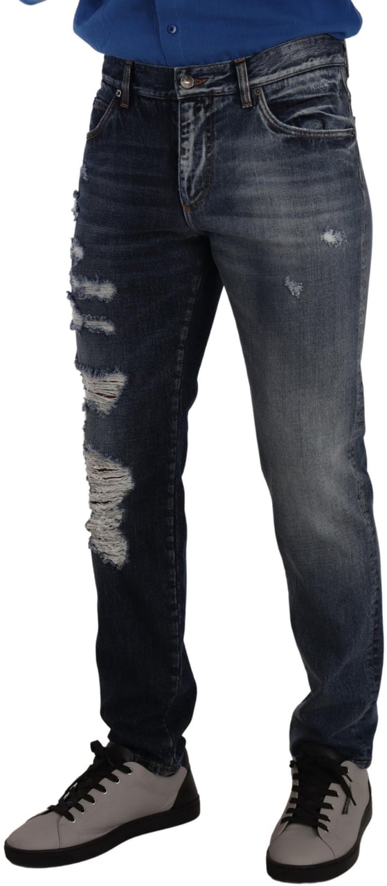 Dolce & Gabbana Blue Cotton Regular Denim Trousers Jeans Blauw