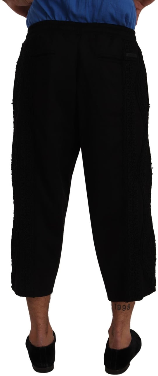 Dolce & Gabbana Black Cotton Torero Sweatpants Shorts Pants Zwart