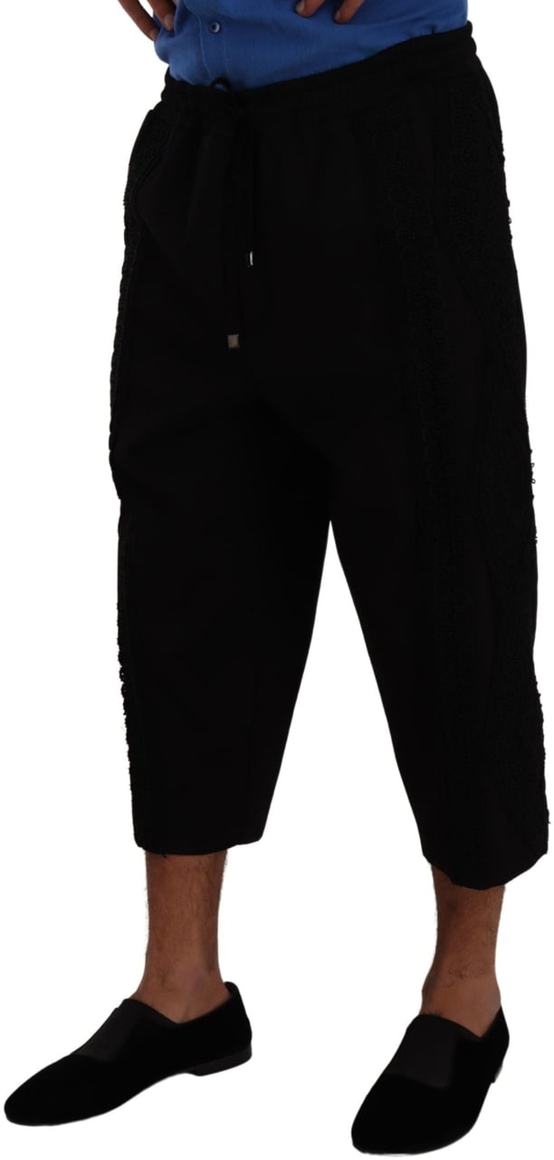 Dolce & Gabbana Black Cotton Torero Sweatpants Shorts Pants Zwart