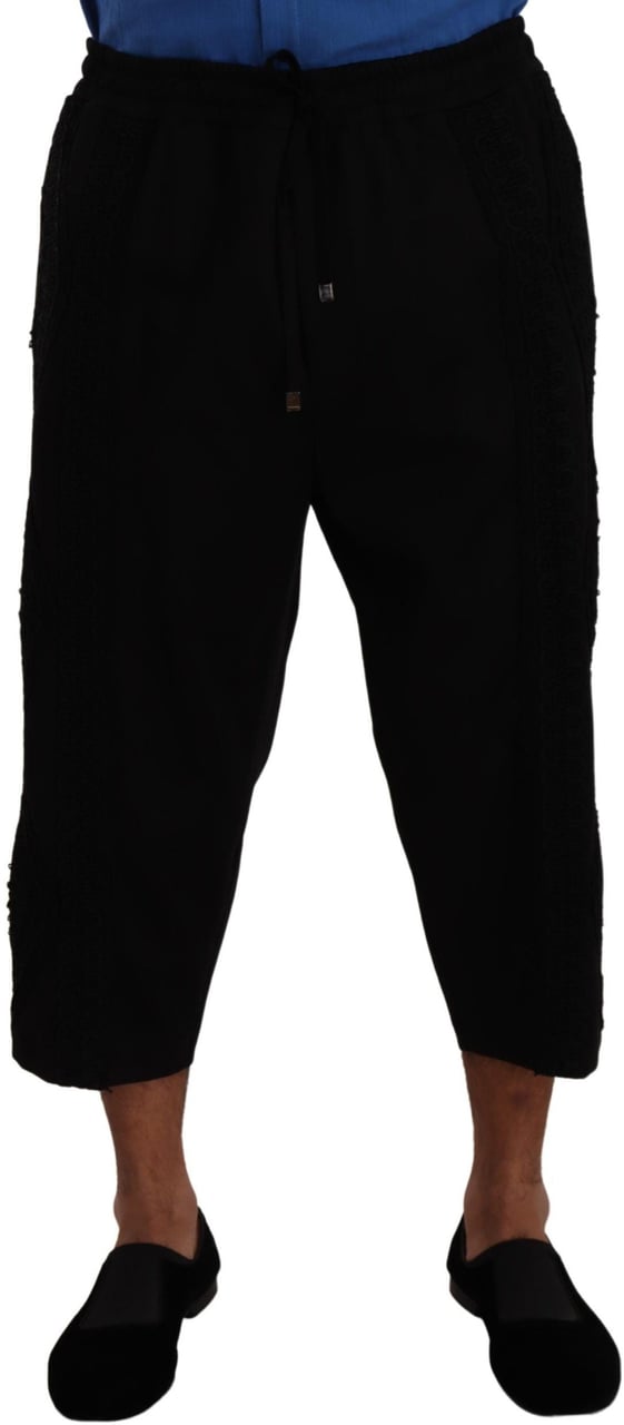 Dolce & Gabbana Black Cotton Torero Sweatpants Shorts Pants Zwart