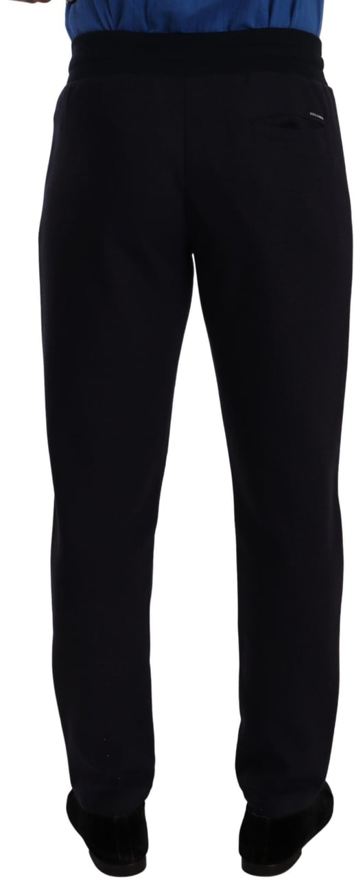 Dolce & Gabbana Blue Cotton Stretch Jogging Trouser Pants Blauw
