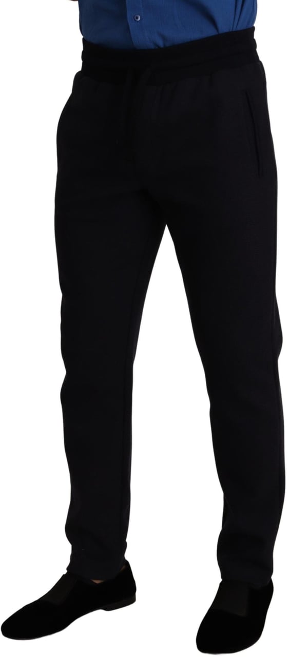 Dolce & Gabbana Blue Cotton Stretch Jogging Trouser Pants Blauw