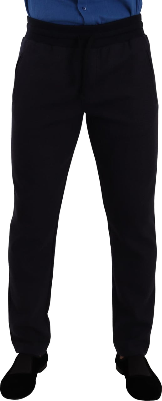 Dolce & Gabbana Blue Cotton Stretch Jogging Trouser Pants Blauw
