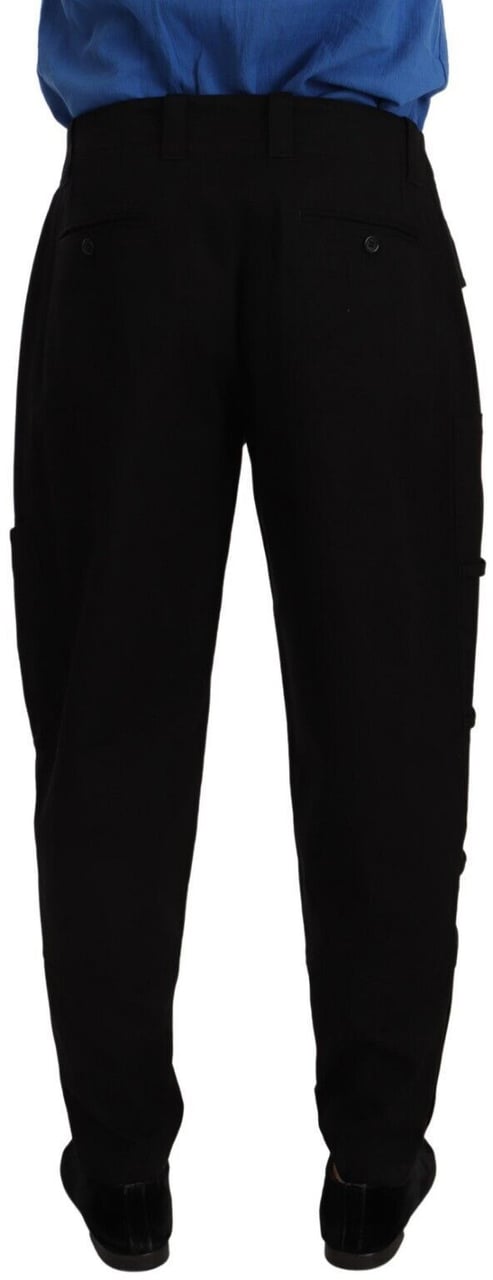 Dolce & Gabbana Black Cotton Stretch Tapered Cargo Pants Zwart