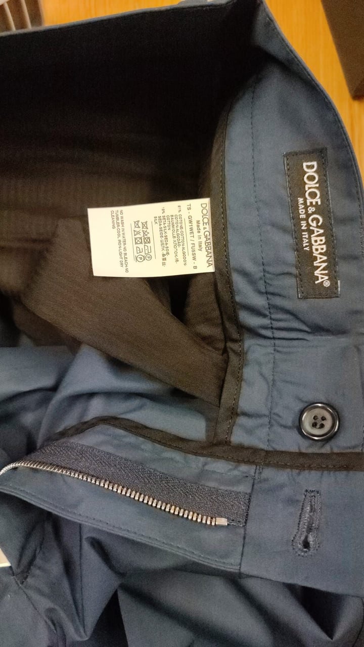 Dolce & Gabbana Blue Cotton Silk Trousers Chinos Pants Blauw