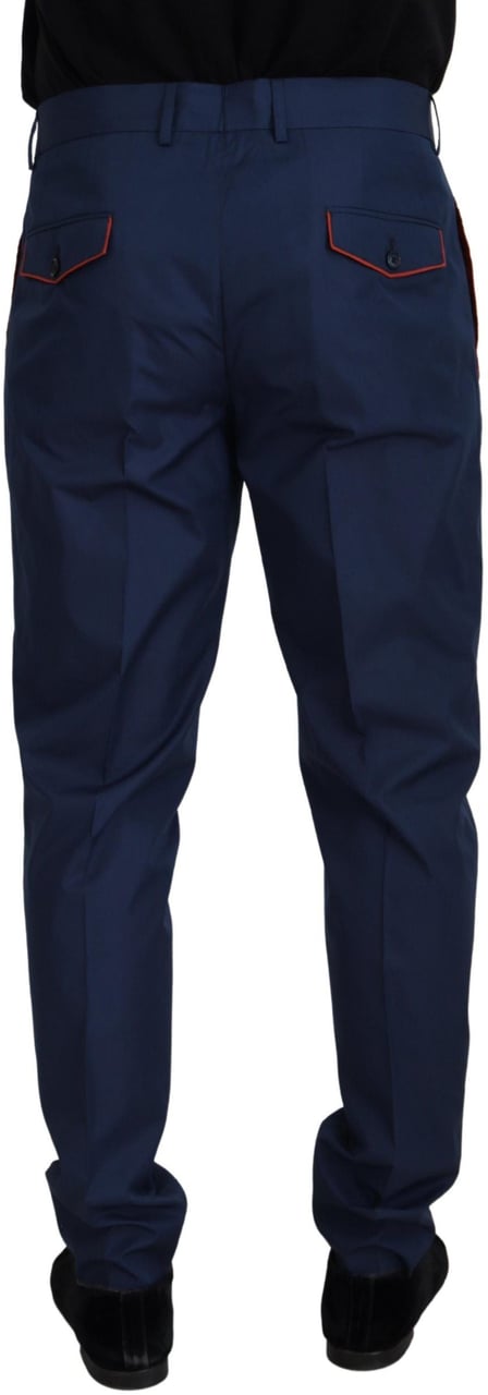 Dolce & Gabbana Blue Cotton Silk Trousers Chinos Pants Blauw