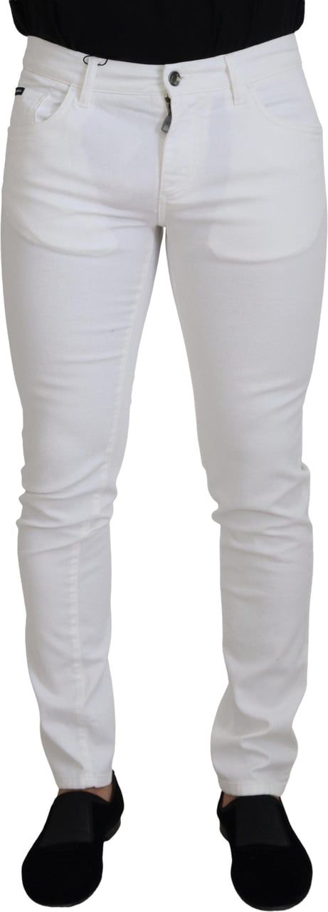Dolce & Gabbana White Slim Skinny Stretch Cotton Denim Jeans Wit