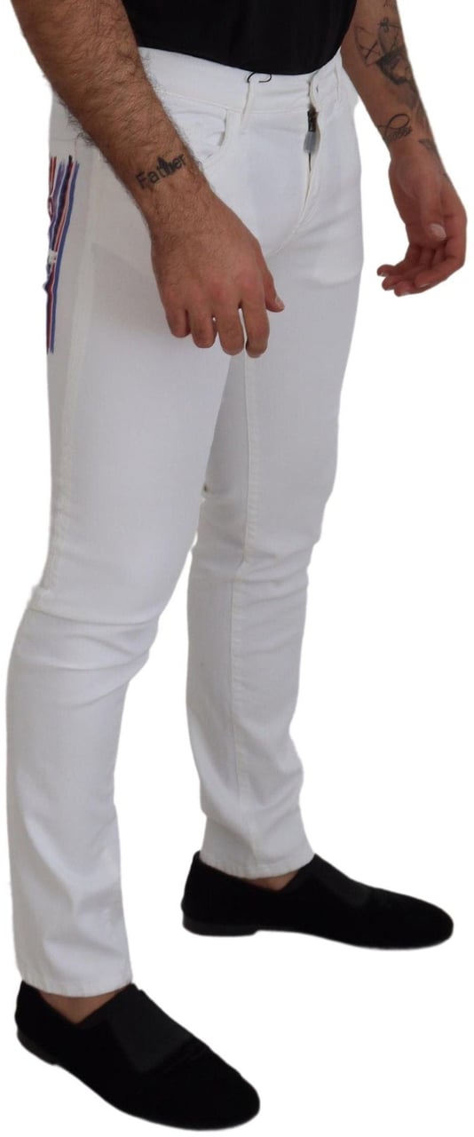 Dolce & Gabbana White Slim Skinny Stretch Cotton Denim Jeans Wit