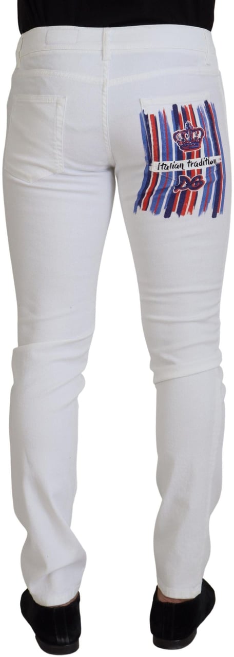 Dolce & Gabbana White Slim Skinny Stretch Cotton Denim Jeans Wit