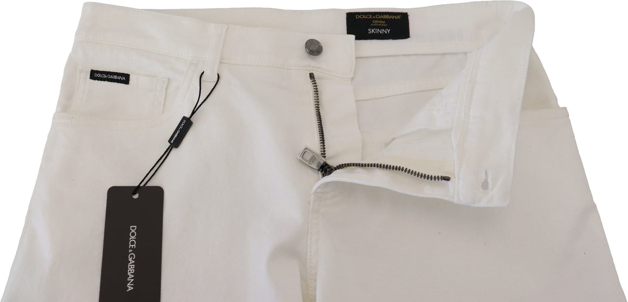 Dolce & Gabbana White Slim Skinny Stretch Cotton Denim Jeans Wit