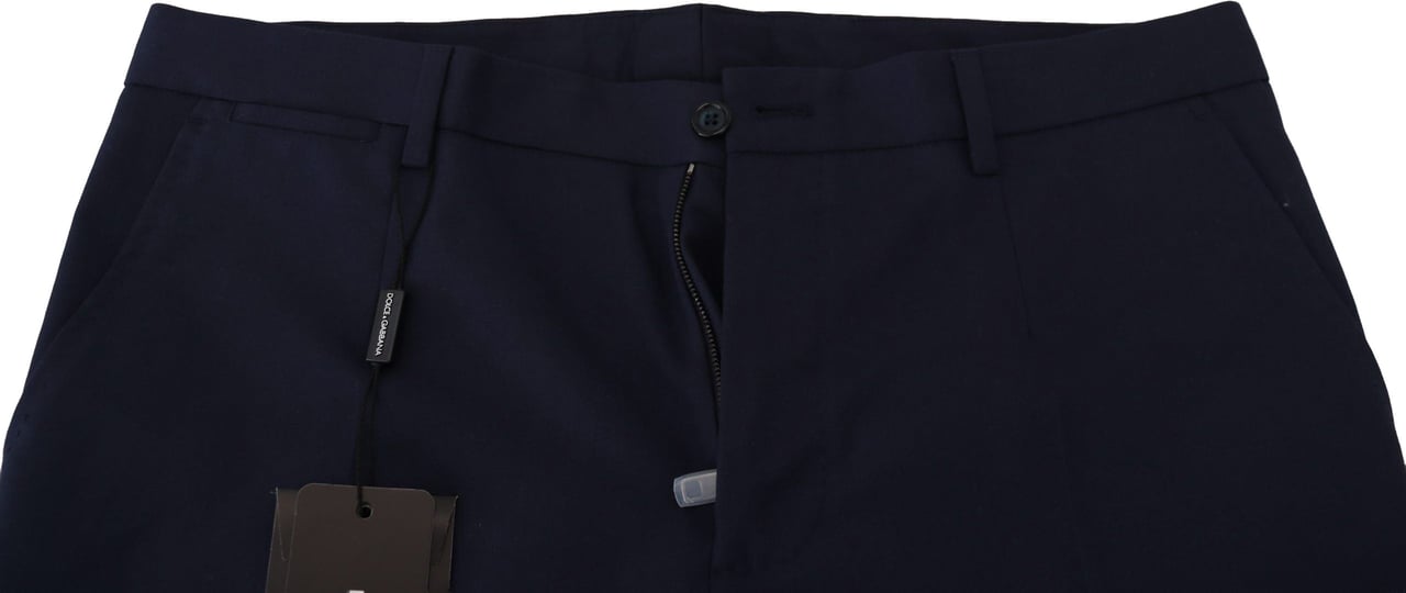 Dolce & Gabbana Blue Linen Cotton Slim Trousers Chinos Pants Blauw