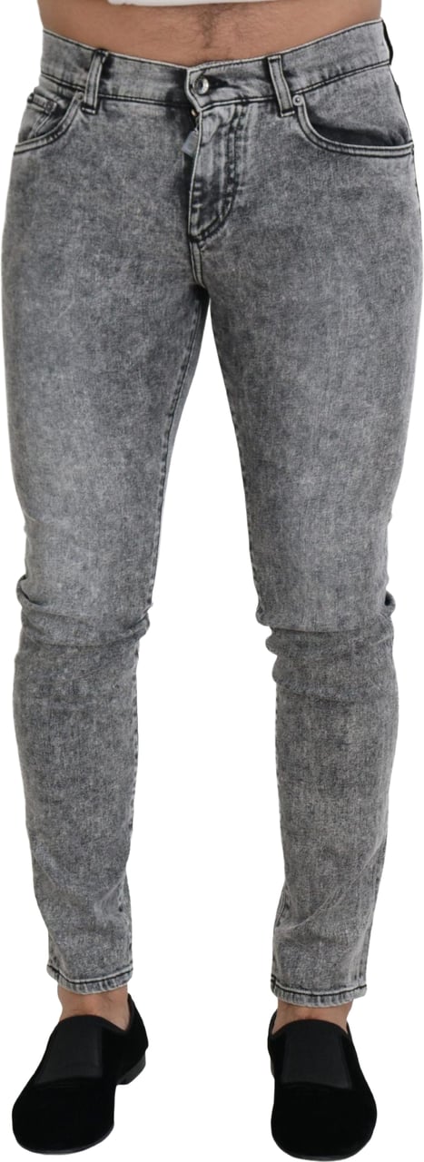 Dolce & Gabbana Gray Slim Fit Wash Stretch Cotton Denim Jeans Grijs