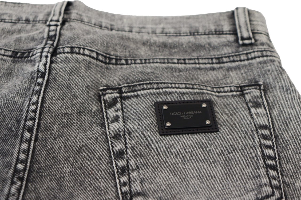 Dolce & Gabbana Gray Slim Fit Wash Stretch Cotton Denim Jeans Grijs