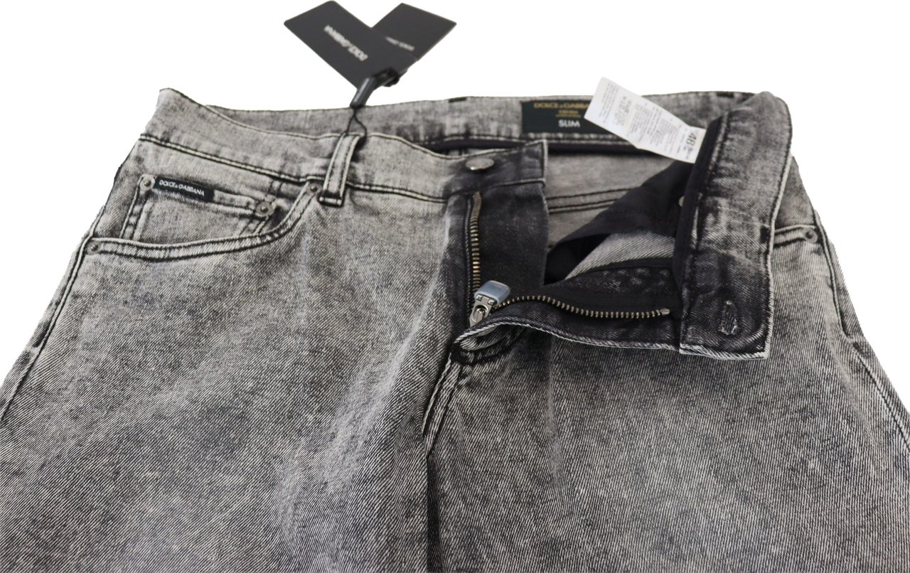 Dolce & Gabbana Gray Slim Fit Wash Stretch Cotton Denim Jeans Grijs