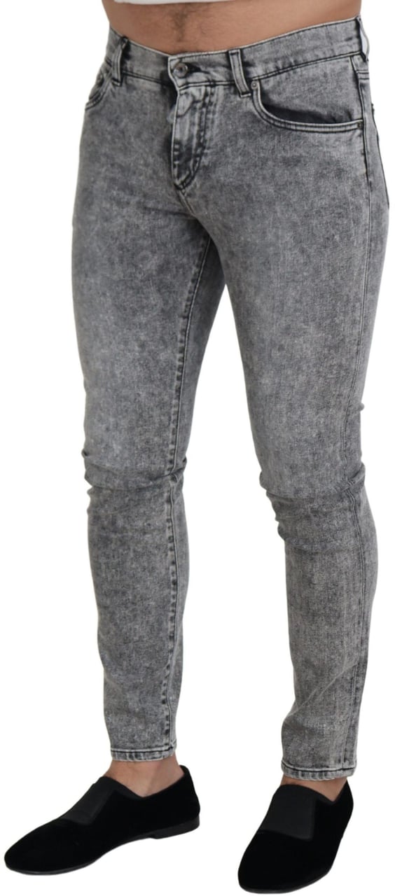 Dolce & Gabbana Gray Slim Fit Wash Stretch Cotton Denim Jeans Grijs
