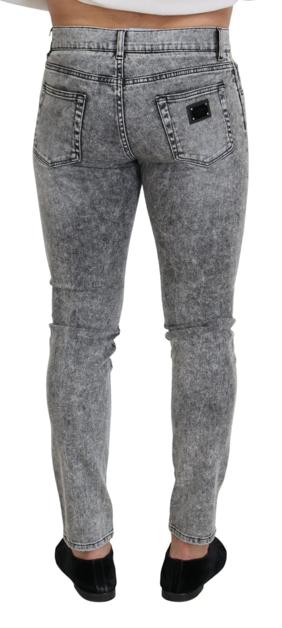 Dolce & Gabbana Gray Slim Fit Wash Stretch Cotton Denim Jeans Grijs