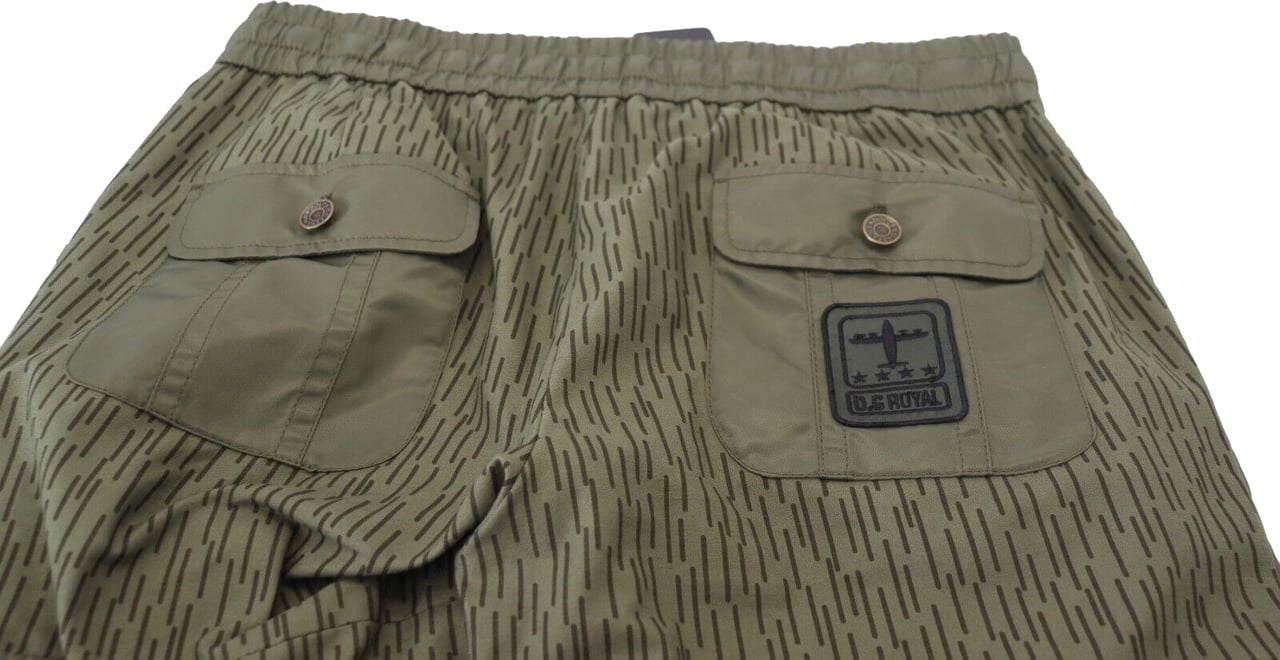 Dolce & Gabbana Green Striped Cargo Zipper Leg Men Trouser Pants Groen