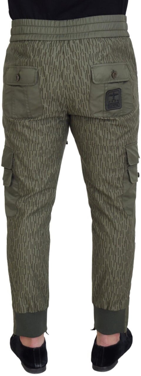 Dolce & Gabbana Green Striped Cargo Zipper Leg Men Trouser Pants Groen