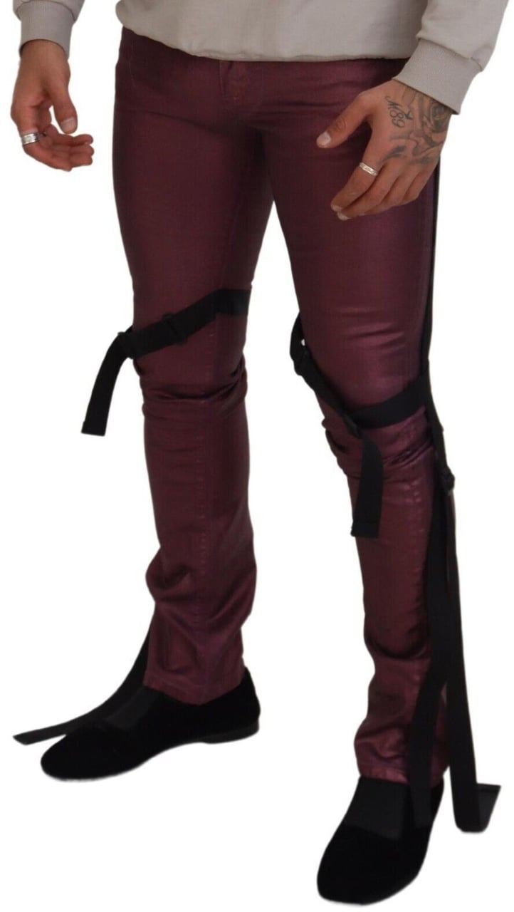 Dolce & Gabbana Magenta Cotton Men Casual Harness Denim Jeans Roze