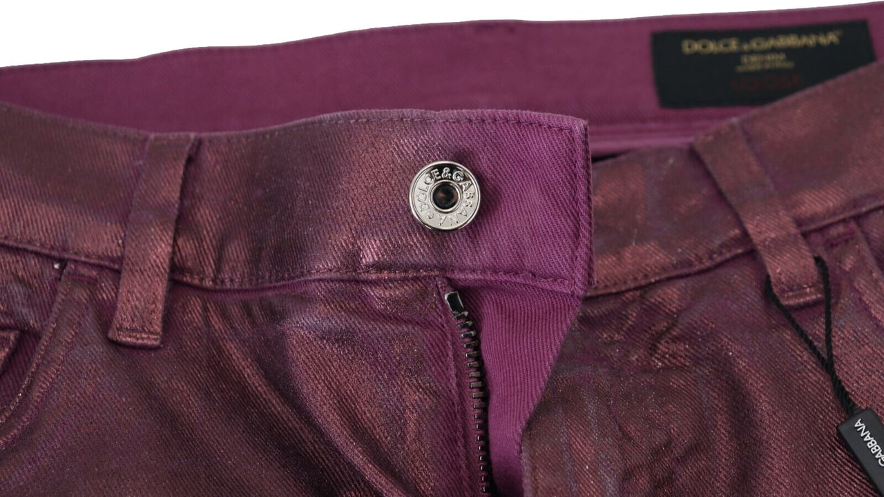 Dolce & Gabbana Magenta Cotton Men Casual Harness Denim Jeans Roze