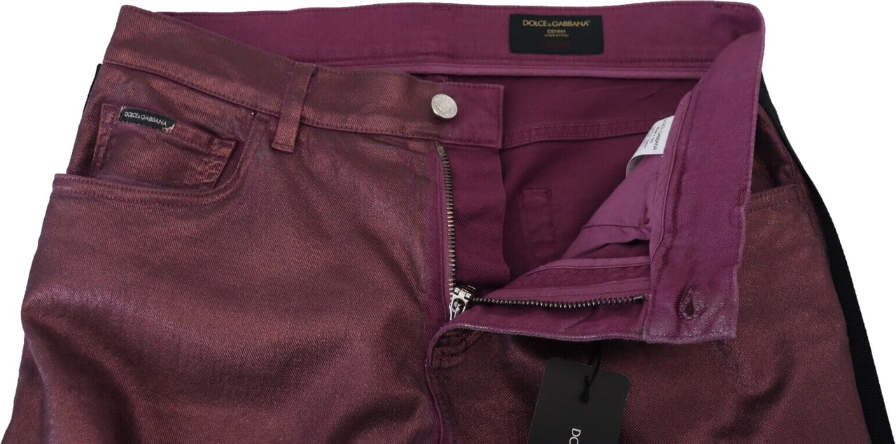 Dolce & Gabbana Magenta Cotton Men Casual Harness Denim Jeans Roze