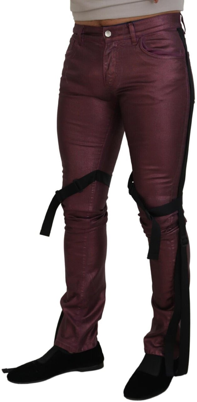Dolce & Gabbana Magenta Cotton Men Casual Harness Denim Jeans Roze