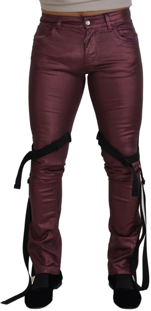 Dolce & Gabbana Magenta Cotton Men Casual Harness Denim Jeans Roze