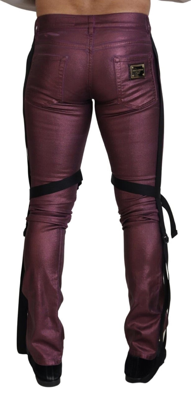 Dolce & Gabbana Magenta Cotton Men Casual Harness Denim Jeans Roze
