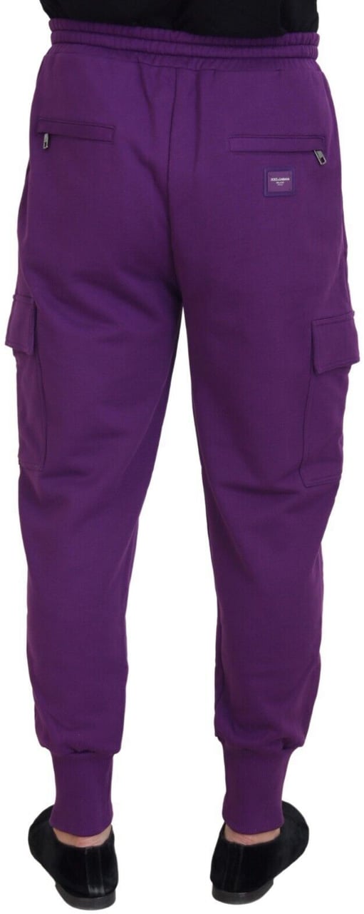 Dolce & Gabbana Purple Cotton Cargo Sweatpants Jogging Pants Paars