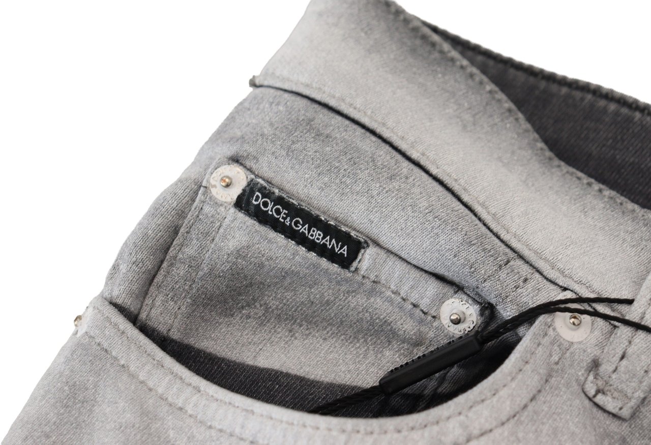 Dolce & Gabbana Gray Washed Skinny Men Denim Jeans Grijs