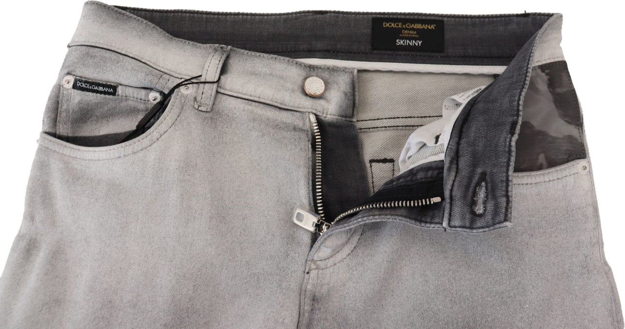 Dolce & Gabbana Gray Washed Skinny Men Denim Jeans Grijs