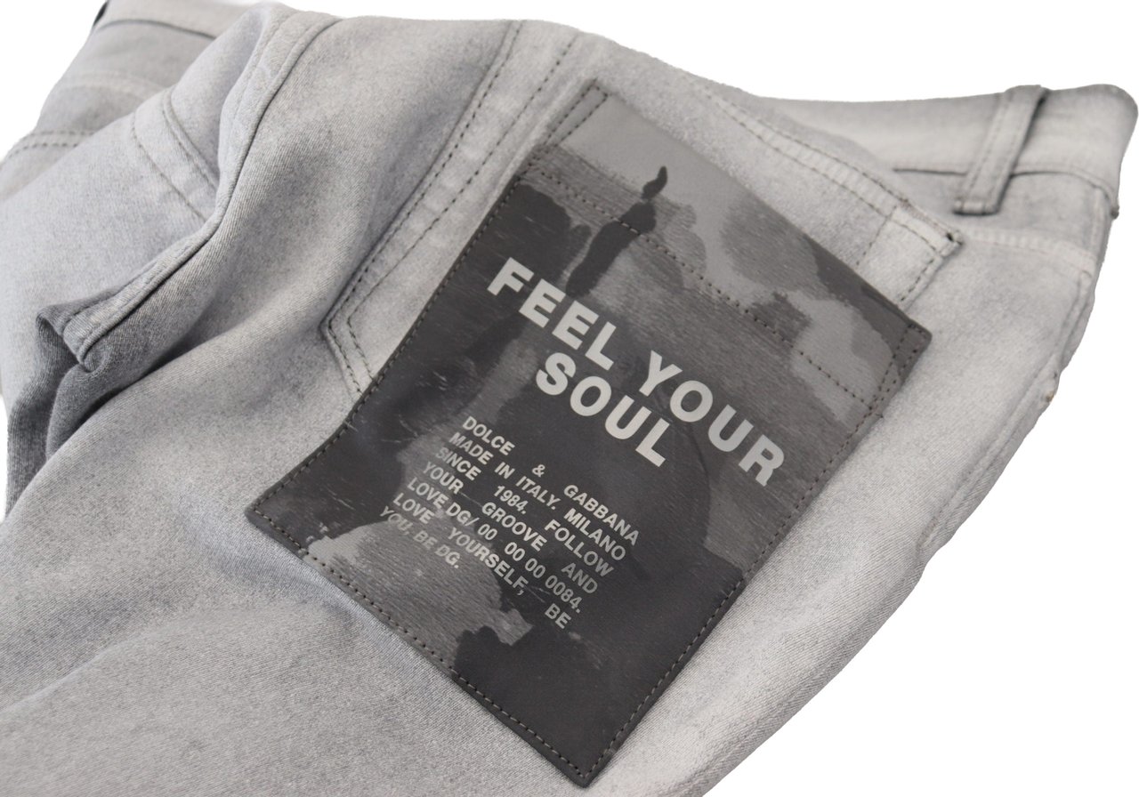 Dolce & Gabbana Gray Washed Skinny Men Denim Jeans Grijs