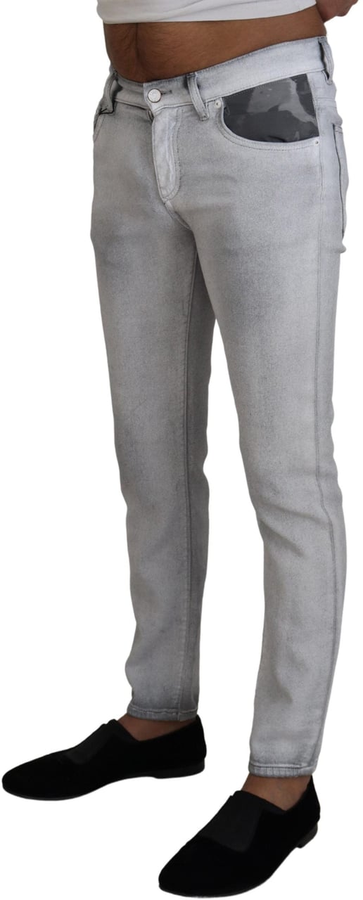 Dolce & Gabbana Gray Washed Skinny Men Denim Jeans Grijs