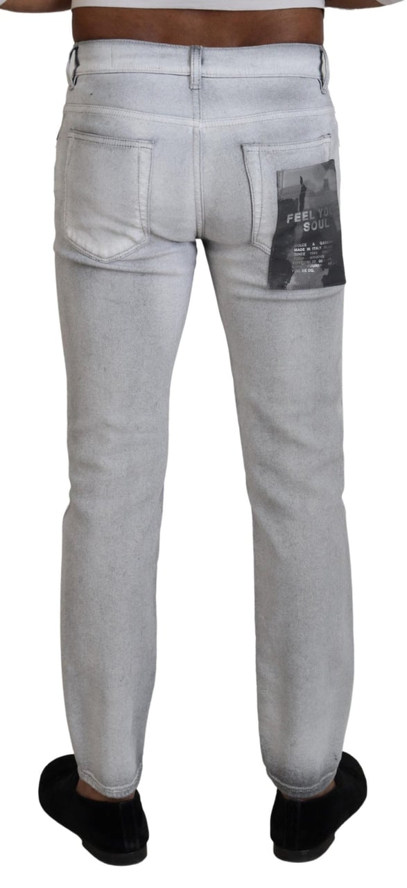 Dolce & Gabbana Gray Washed Skinny Men Denim Jeans Grijs