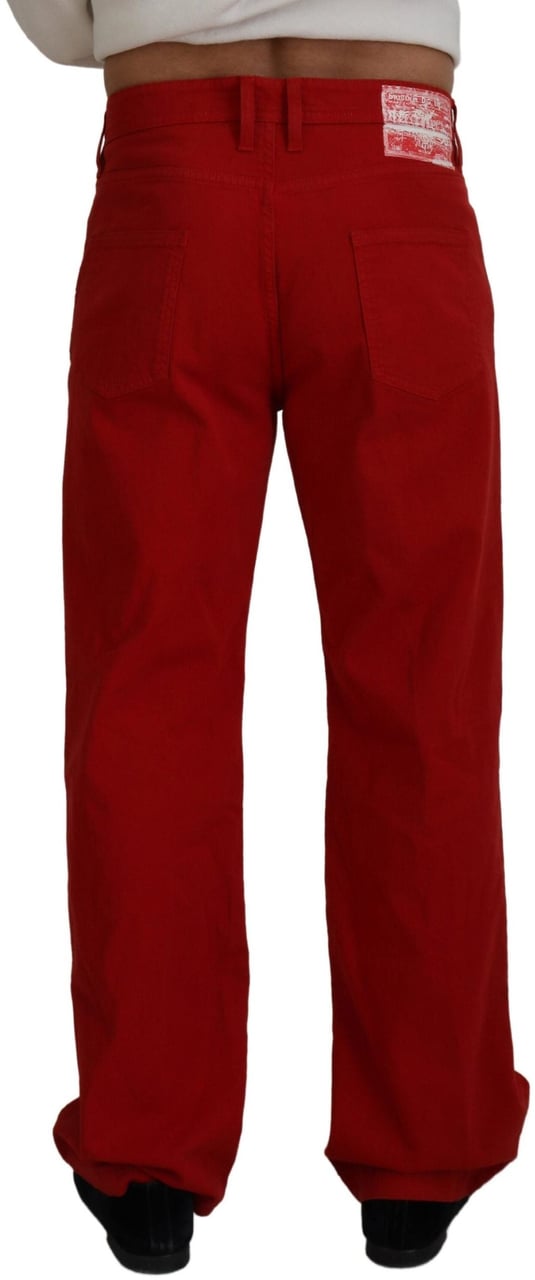 Dolce & Gabbana Red Cotton Straight Fit Men Denim Jeans Rood