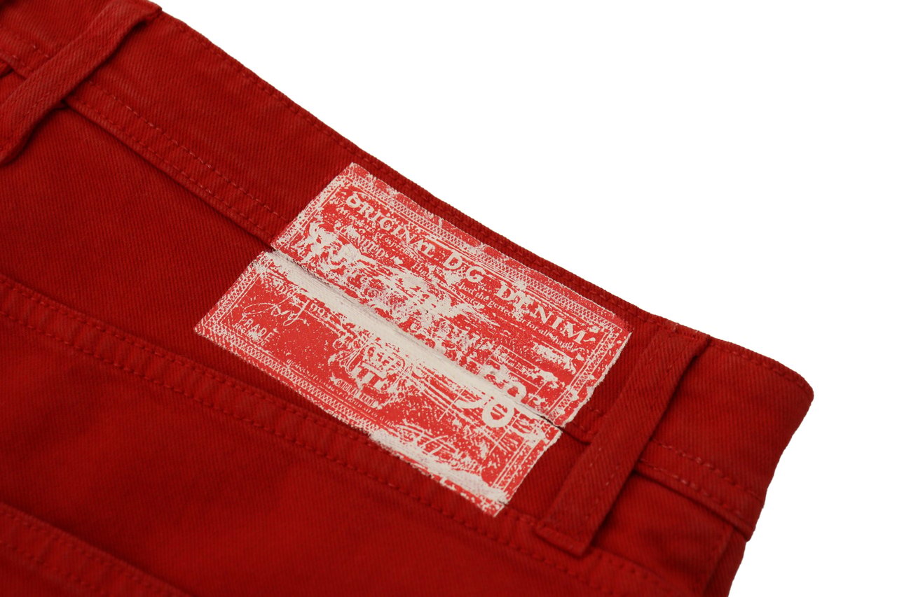 Dolce & Gabbana Red Cotton Straight Fit Men Denim Jeans Rood