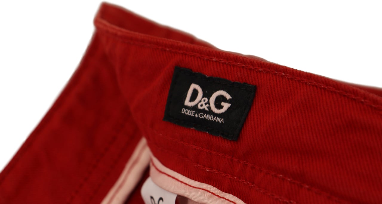 Dolce & Gabbana Red Cotton Straight Fit Men Denim Jeans Rood
