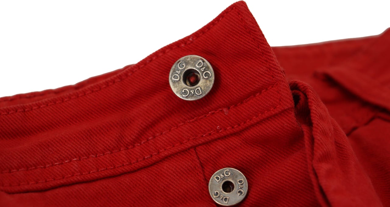 Dolce & Gabbana Red Cotton Straight Fit Men Denim Jeans Rood